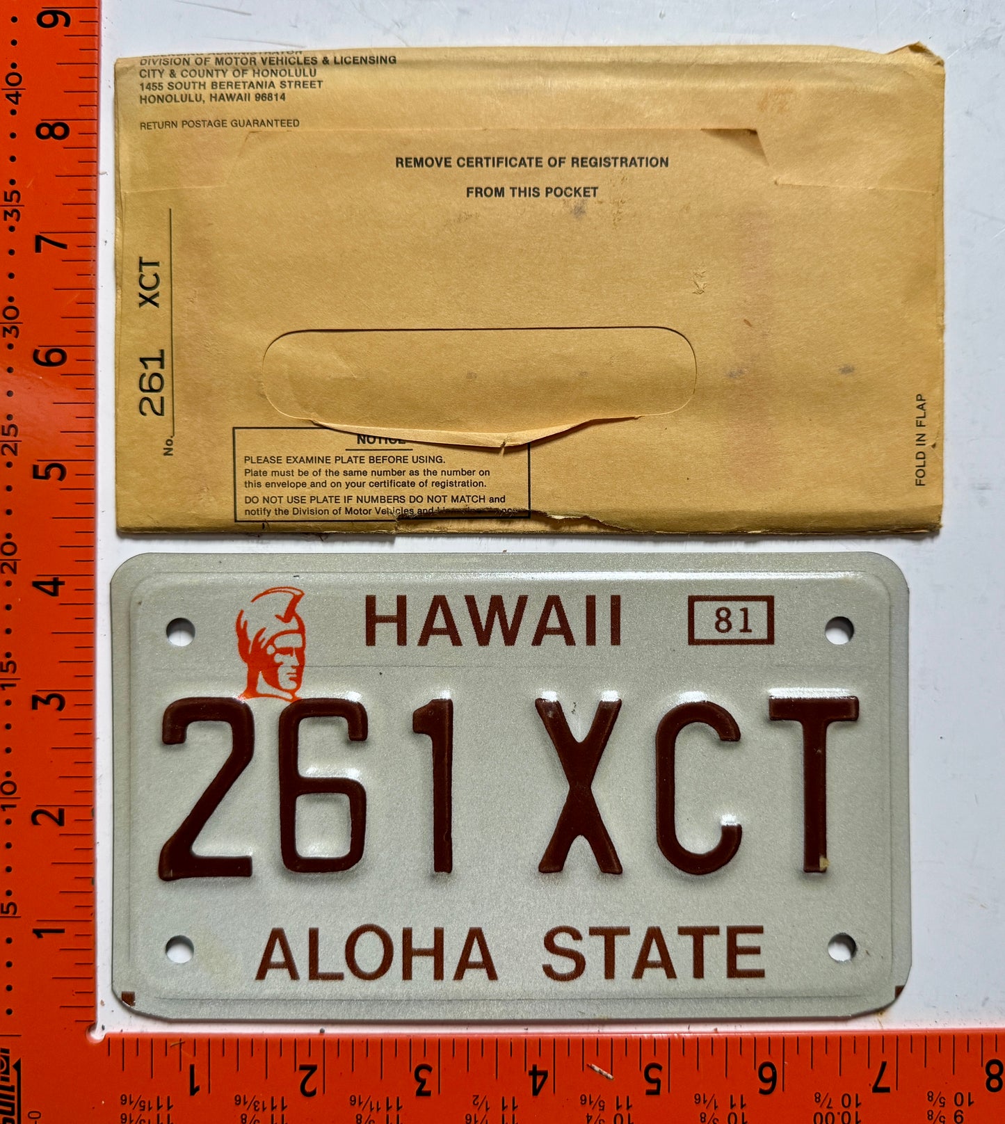 1981 Hawaii #261 XCT Motorcycle License Plate