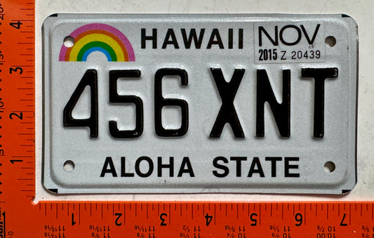 2015 Hawaii #456 XNT Motorcycle License Plate