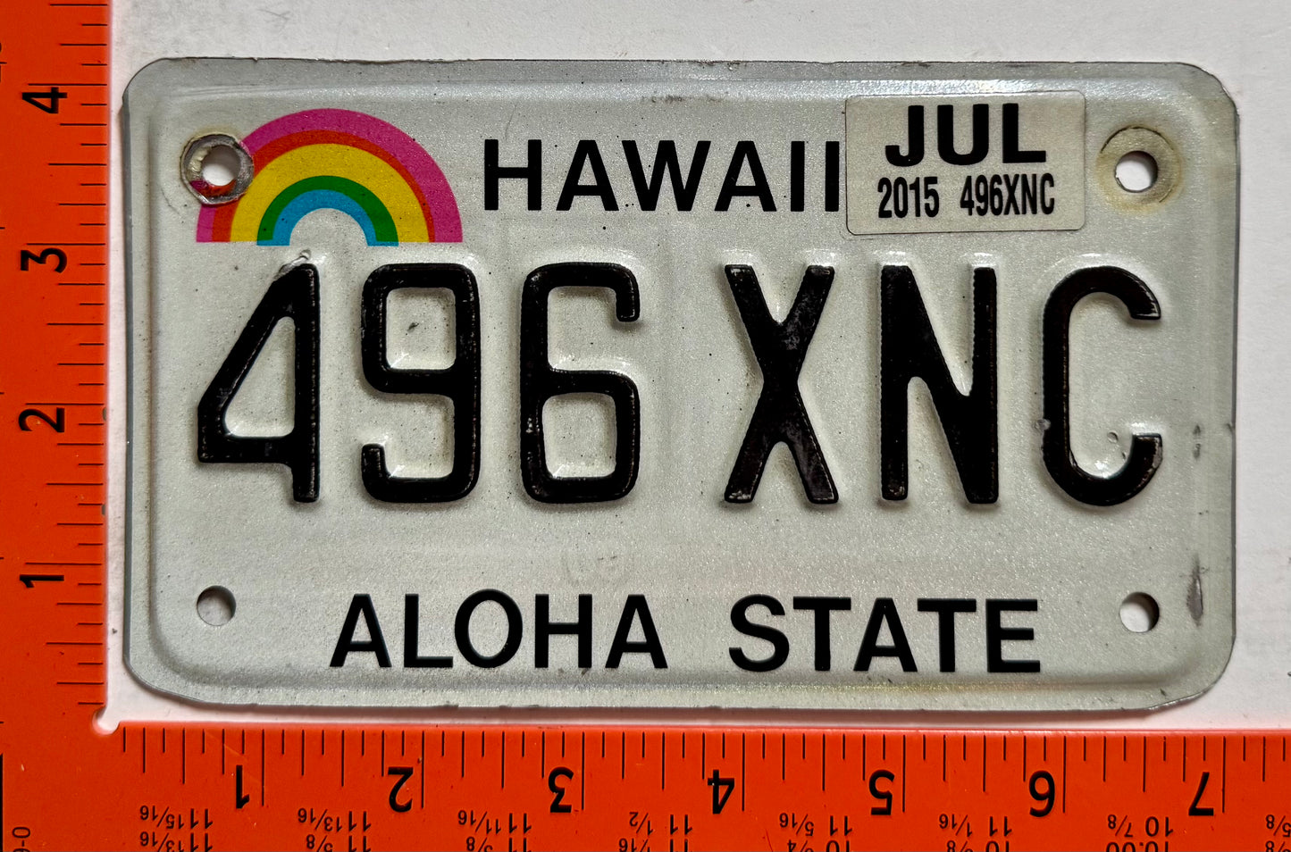 2015 Hawaii #496 XNC Motorcycle License Plate