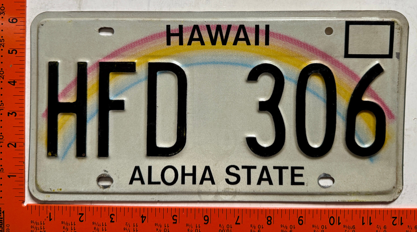 undated Hawaii #HFD 306 Fire Department License Plate