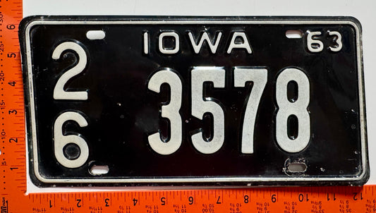 1963 Iowa #2/6 3578 Passenger License Plate
