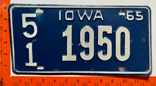 1965 Iowa #5/1 1950 Passenger License Plate