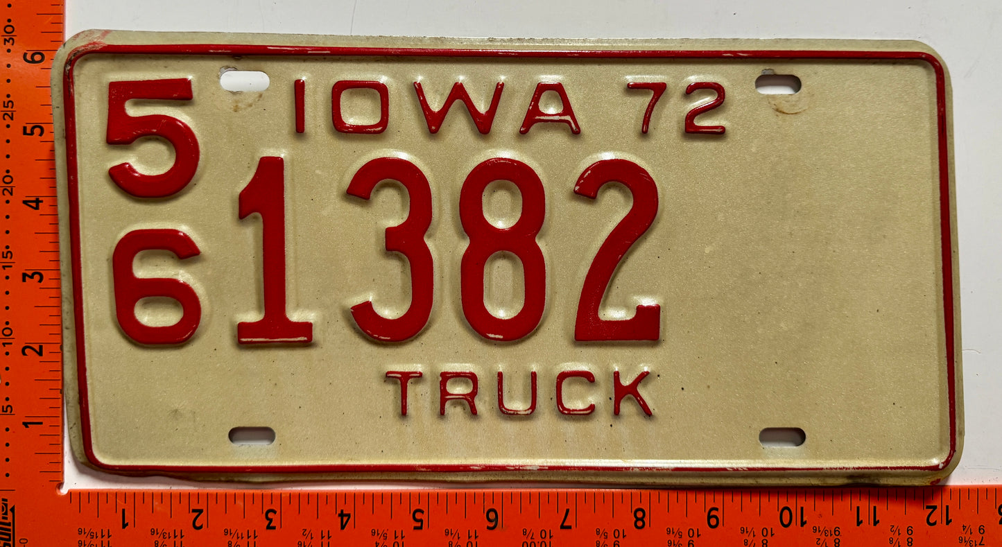 1972 Iowa #5/6-1382 Truck License Plate
