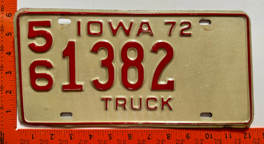 1972 Iowa #5/6-1382 Truck License Plate