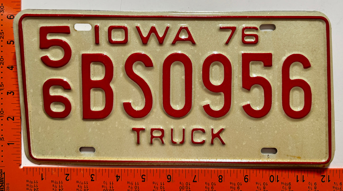 1976 Iowa #5/6 BS0956 Truck License Plate