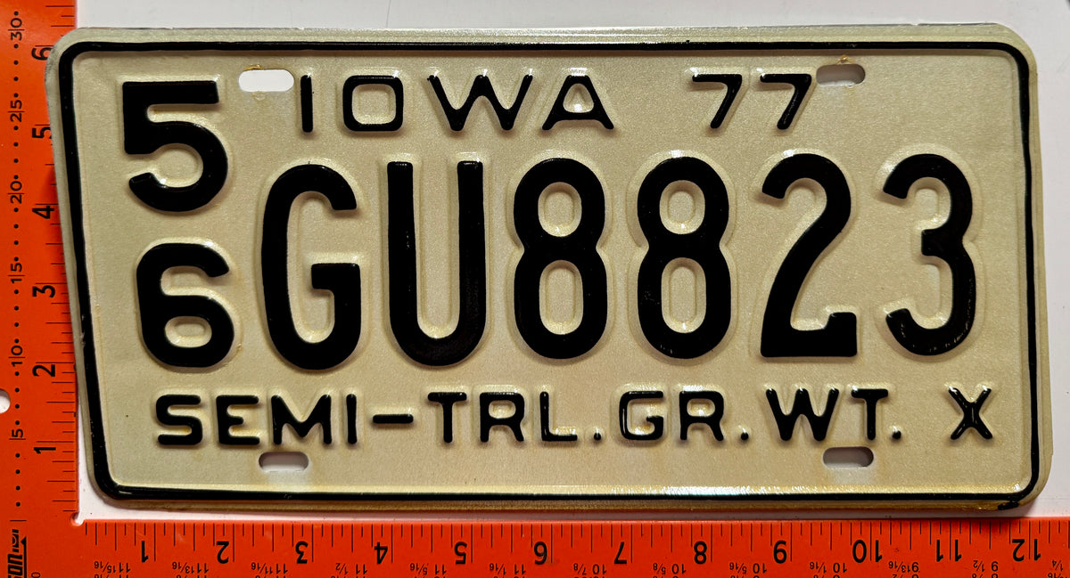 1977 Iowa #5/6 GU8823 Semi-Trailer License Plate