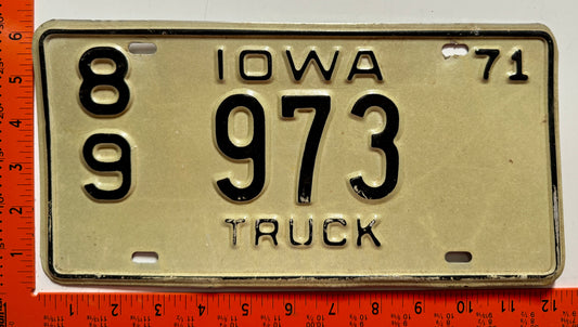 1971 Iowa #8/9-973 Truck License Plate