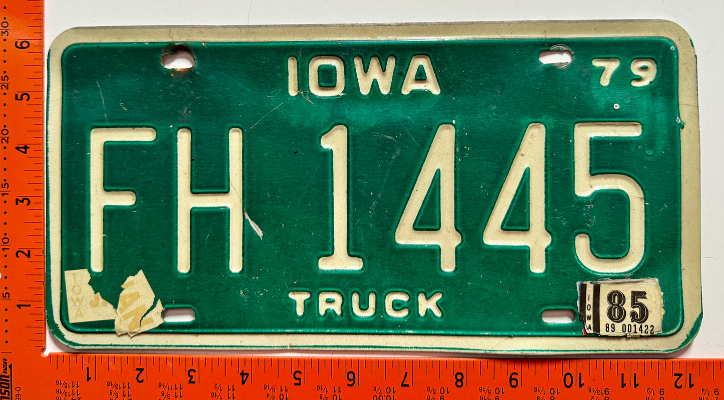 1985 Iowa #FH 1445 Truck License Plate