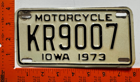 1973 Iowa #KR9007 Motorcycle License Plate