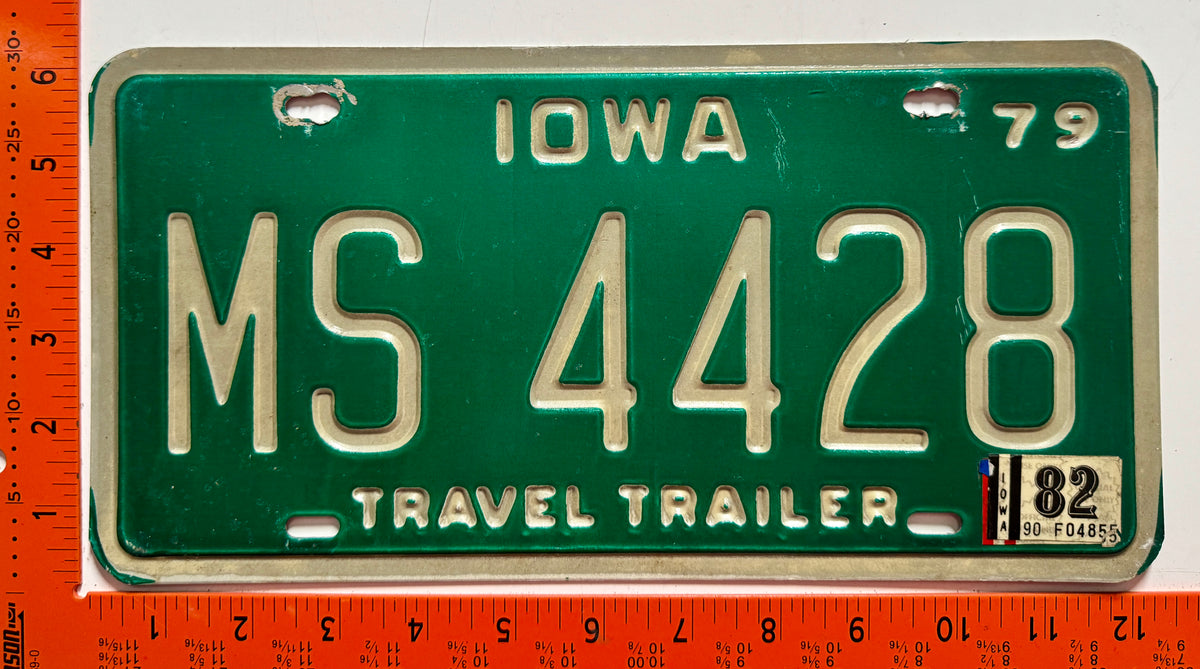 1982 Iowa #MS 4428 Travel Trailer License Plate