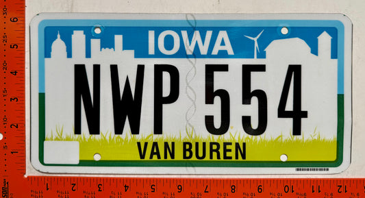 undated Iowa #NWP 554 Passenger License Plate