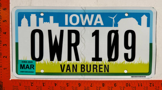 2025 Iowa #OWR 109 Passenger License Plate