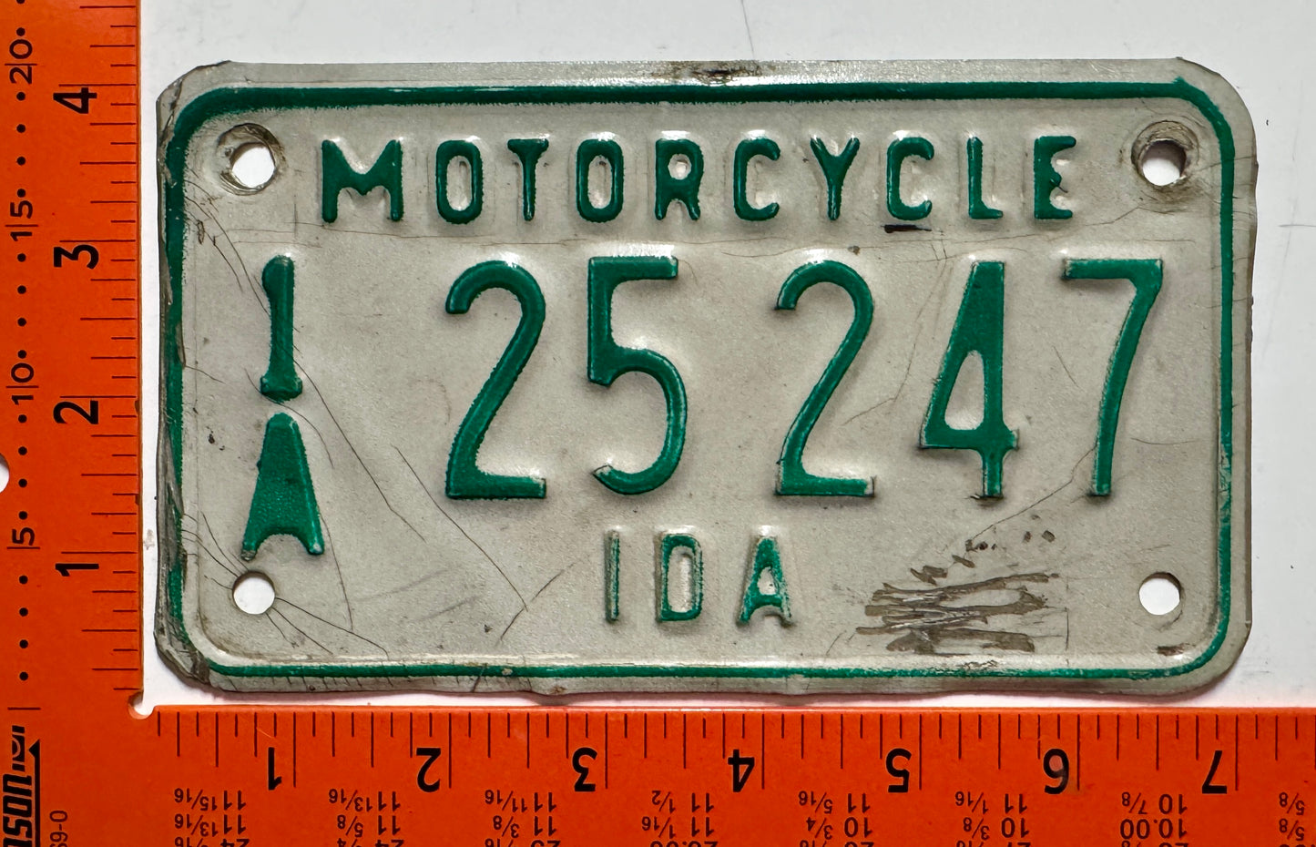 Undated Idaho #1/A 25 247 Motorcycle License Plate