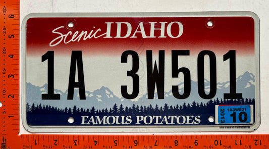 2013 Idaho #1A 3W501 Passenger License Plate