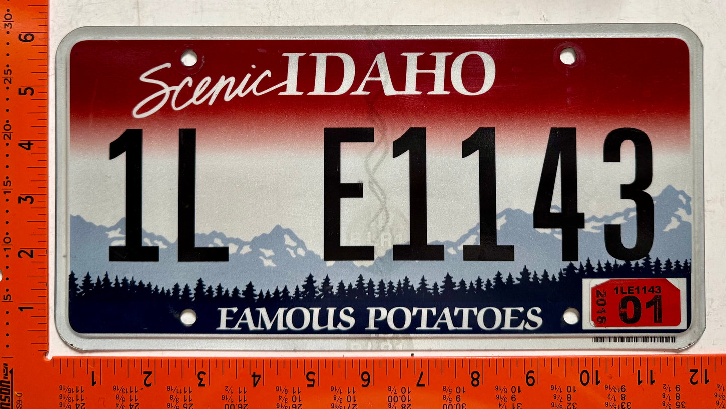 2018 Idaho #1L E1143 Passenger License Plate