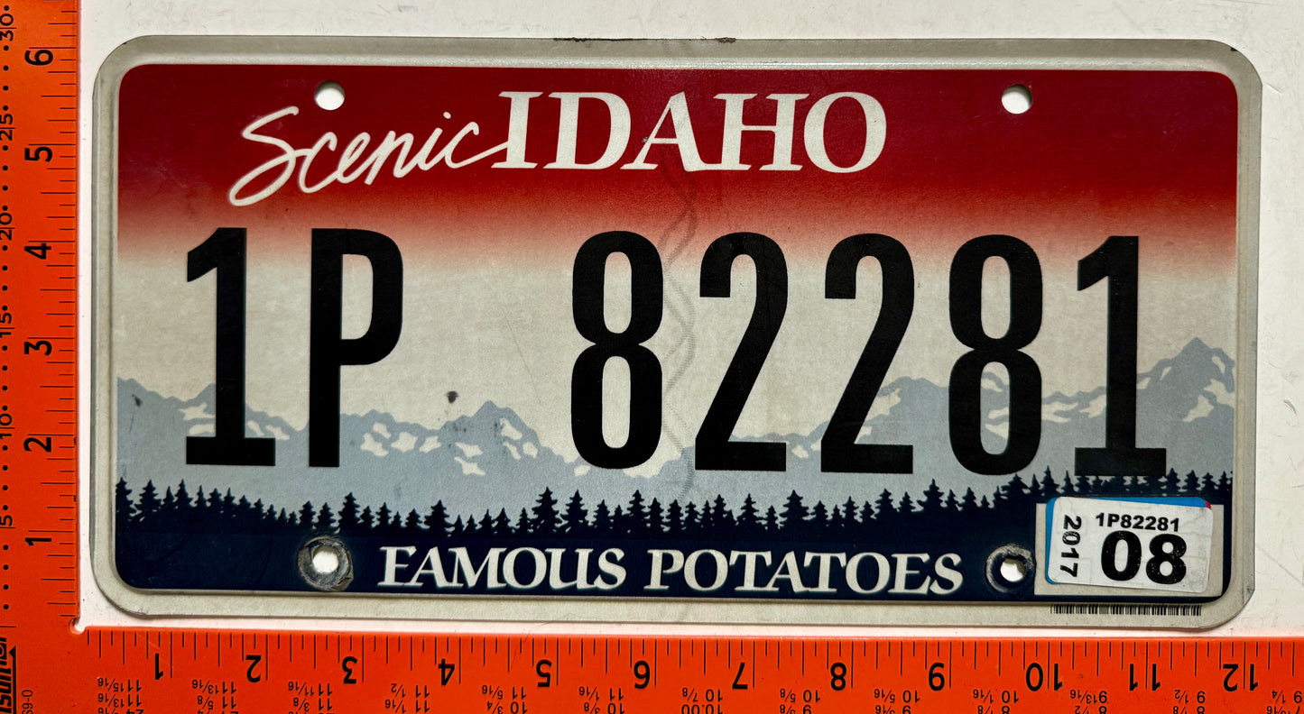 2017 Idaho #1P 82281 Passenger License Plate