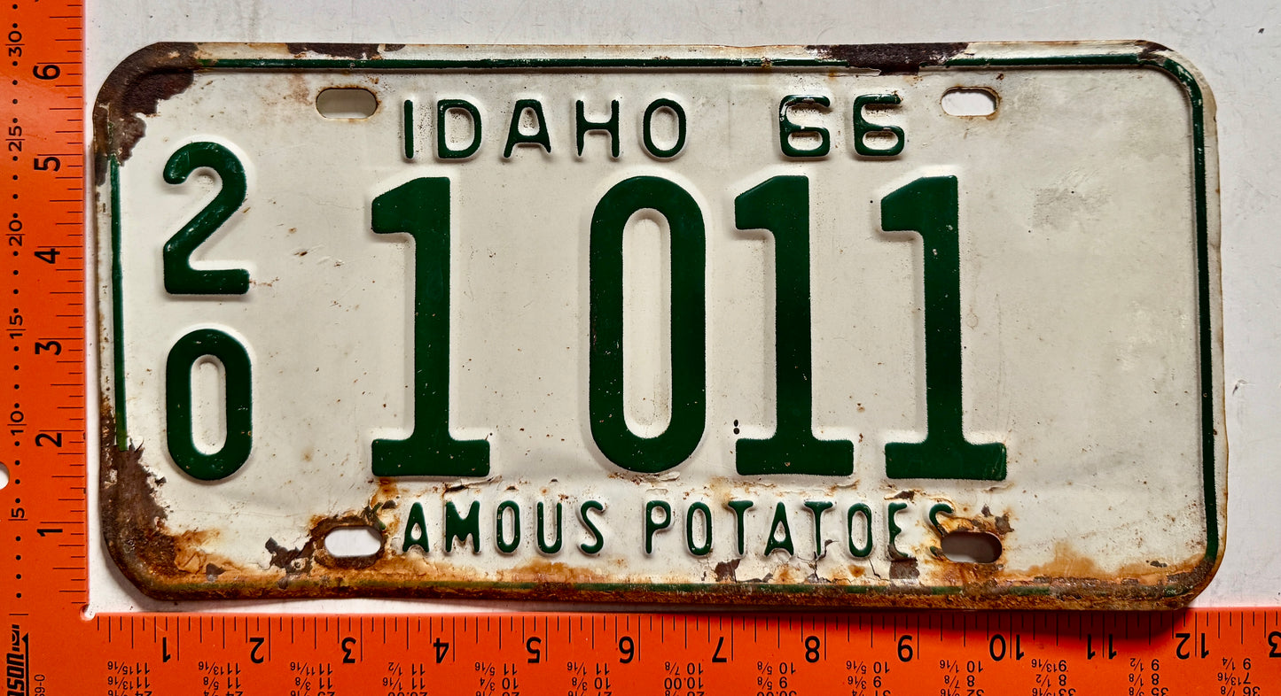 1966 Idaho #2/O 1 011 Passenger License Plate