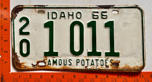 1966 Idaho #2/O 1 011 Passenger License Plate