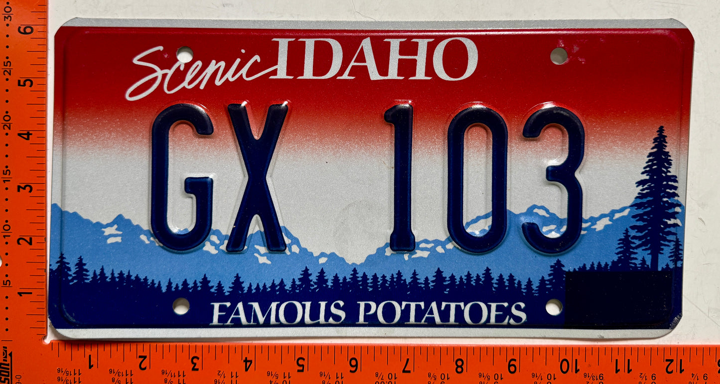 undated Idaho #GX 103 Souvenir Vanity License Plate