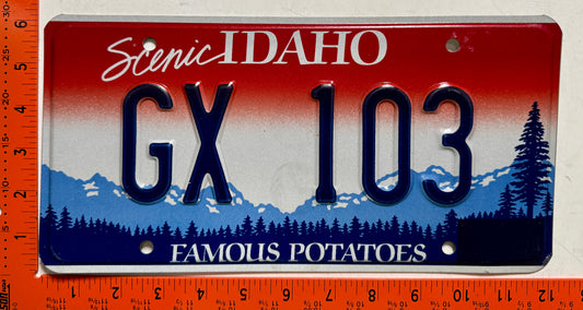 undated Idaho #GX 103 Souvenir Vanity License Plate