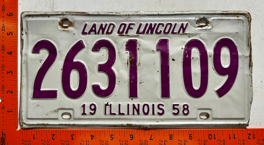1958 Illinois #2631109 Passenger License Plate (Crafter)