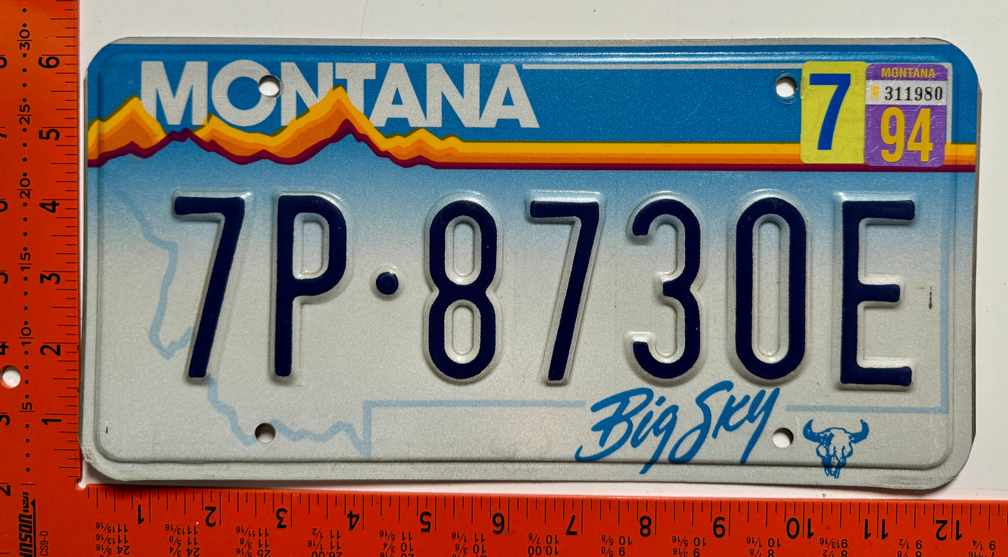 1994 Montana #7P-8730E Passenger License Plate