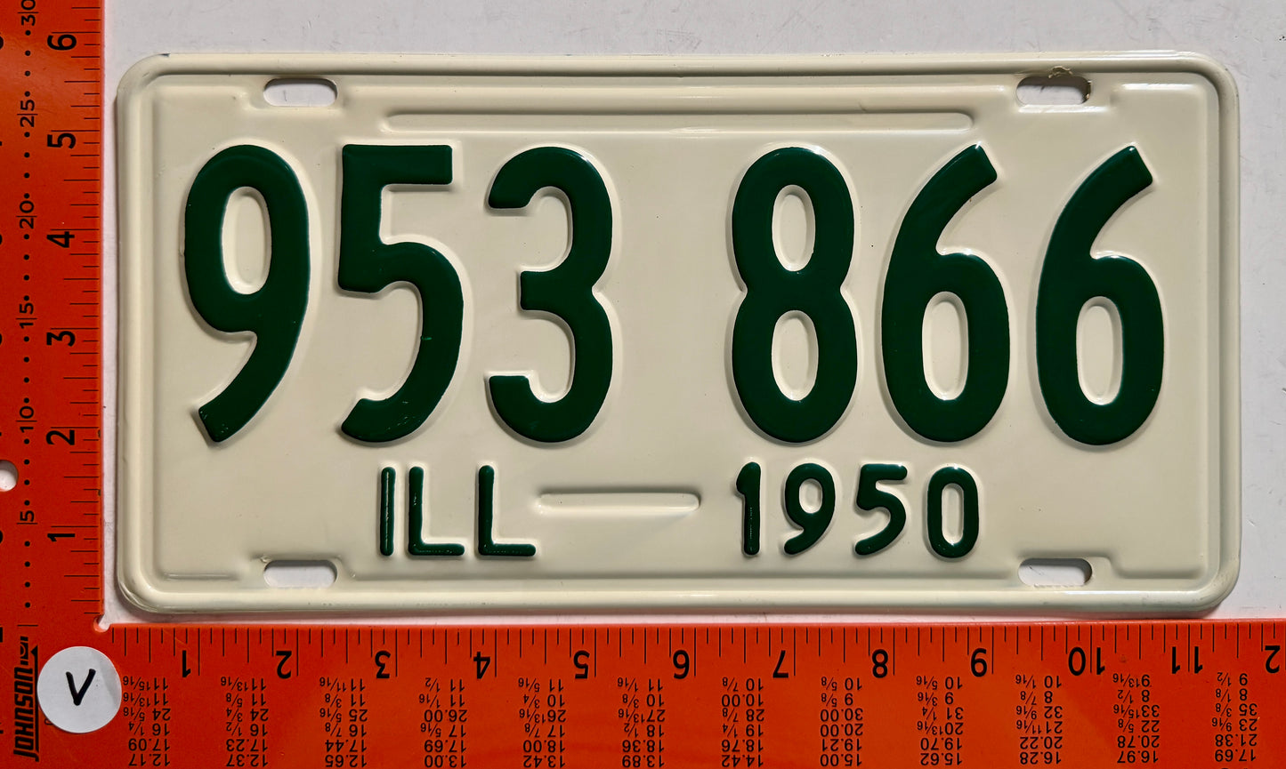 1950 Illinois #953 866 Passenger License Plate