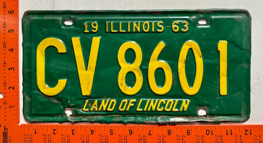 1963 Illinois #CV 8601 Passenger License Plate (Crafter)