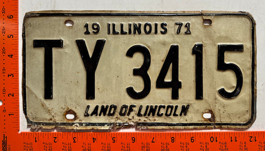1971 Illinois #TY 3415 Passenger License Plate (Crafter)