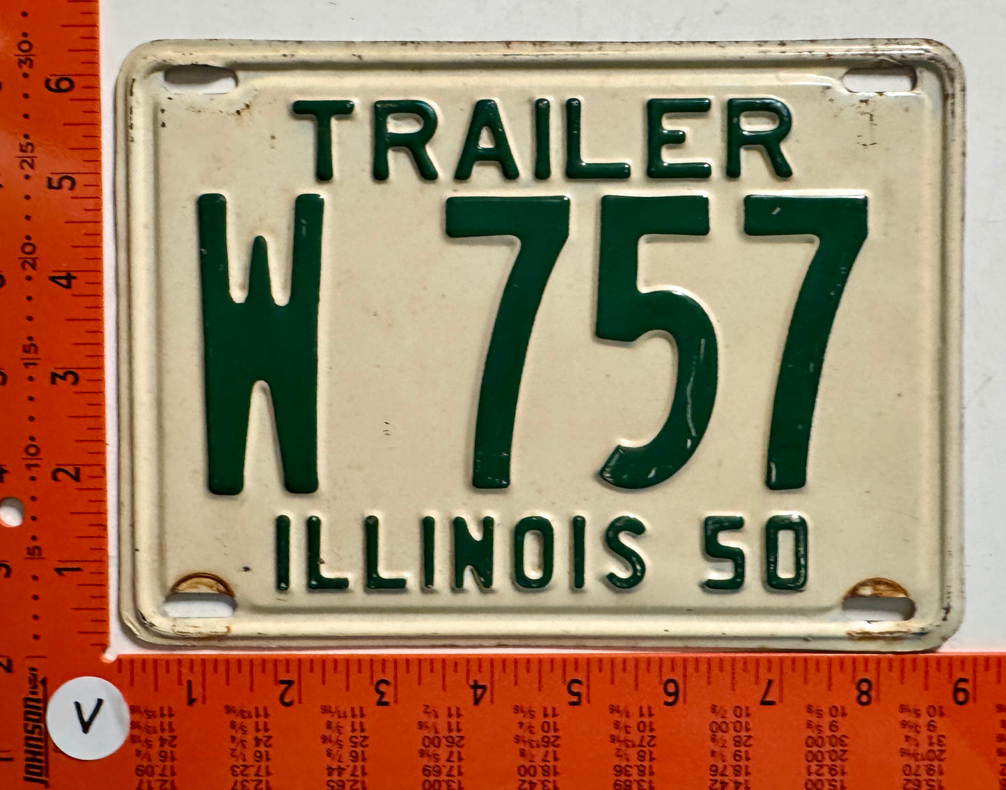 1950 Illinois #W 757 Trailer License Plate