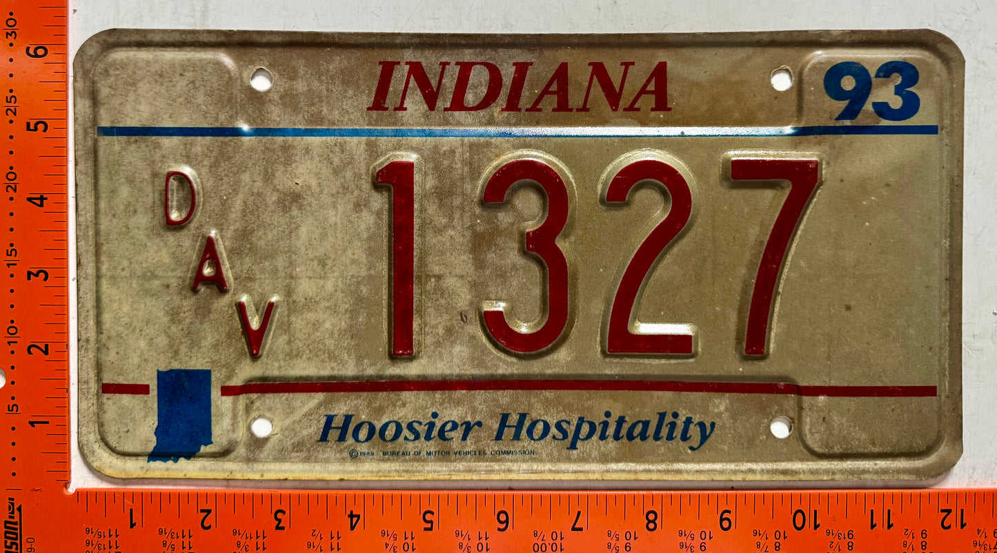 1993 Indiana #1327 Disabled Veteran License Plate (Crafter)