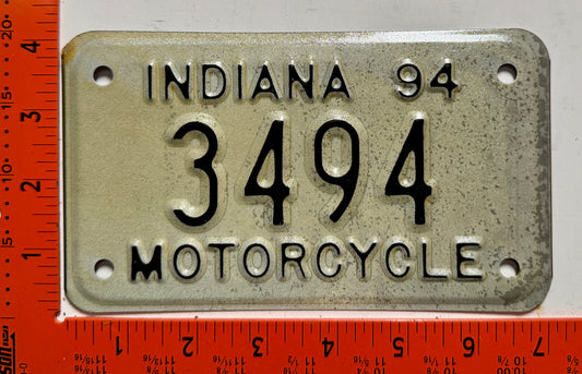 1994 Indiana #3494 Motorcycle License Plate