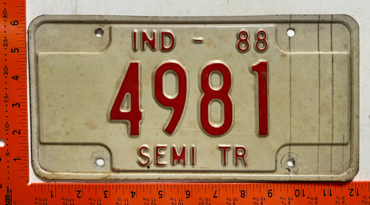 1988 Indiana #4981 Semi-Trailer License Plate