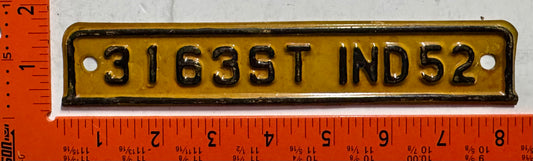 1952 Indiana #3163ST Semi-Trailer License Plate Date Tab