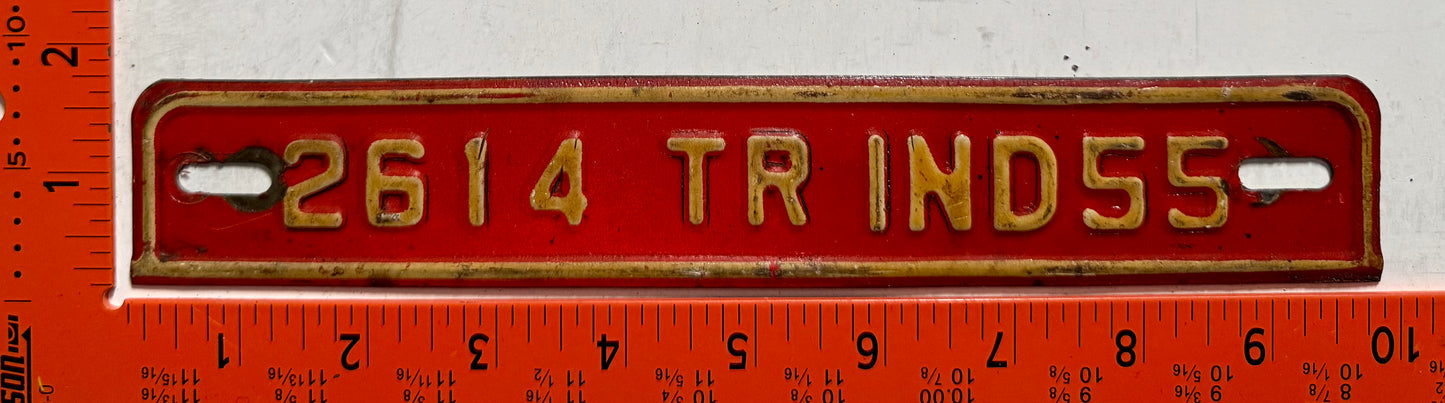 1955 Indiana #2614 TR Trailer License Plate Date Tab