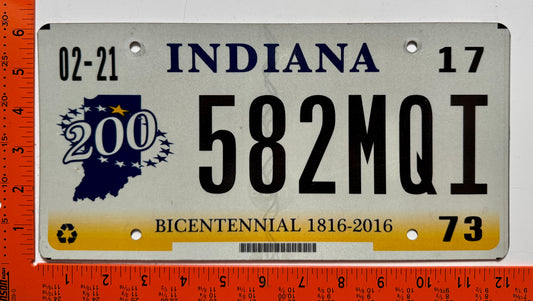 2017 Indiana #582MQI Passenger License Plate