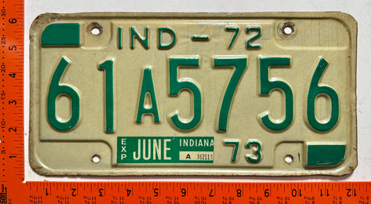 1972/1973 Indiana #61A5756 Passenger License Plate