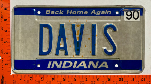 1990 Indiana #DAVIS Passenger Vanity License Plate