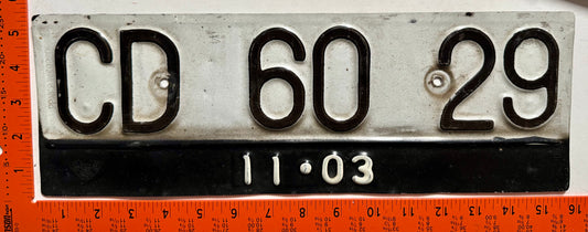 2003 Indonesia #CD 60 29 Diplomat License Plate