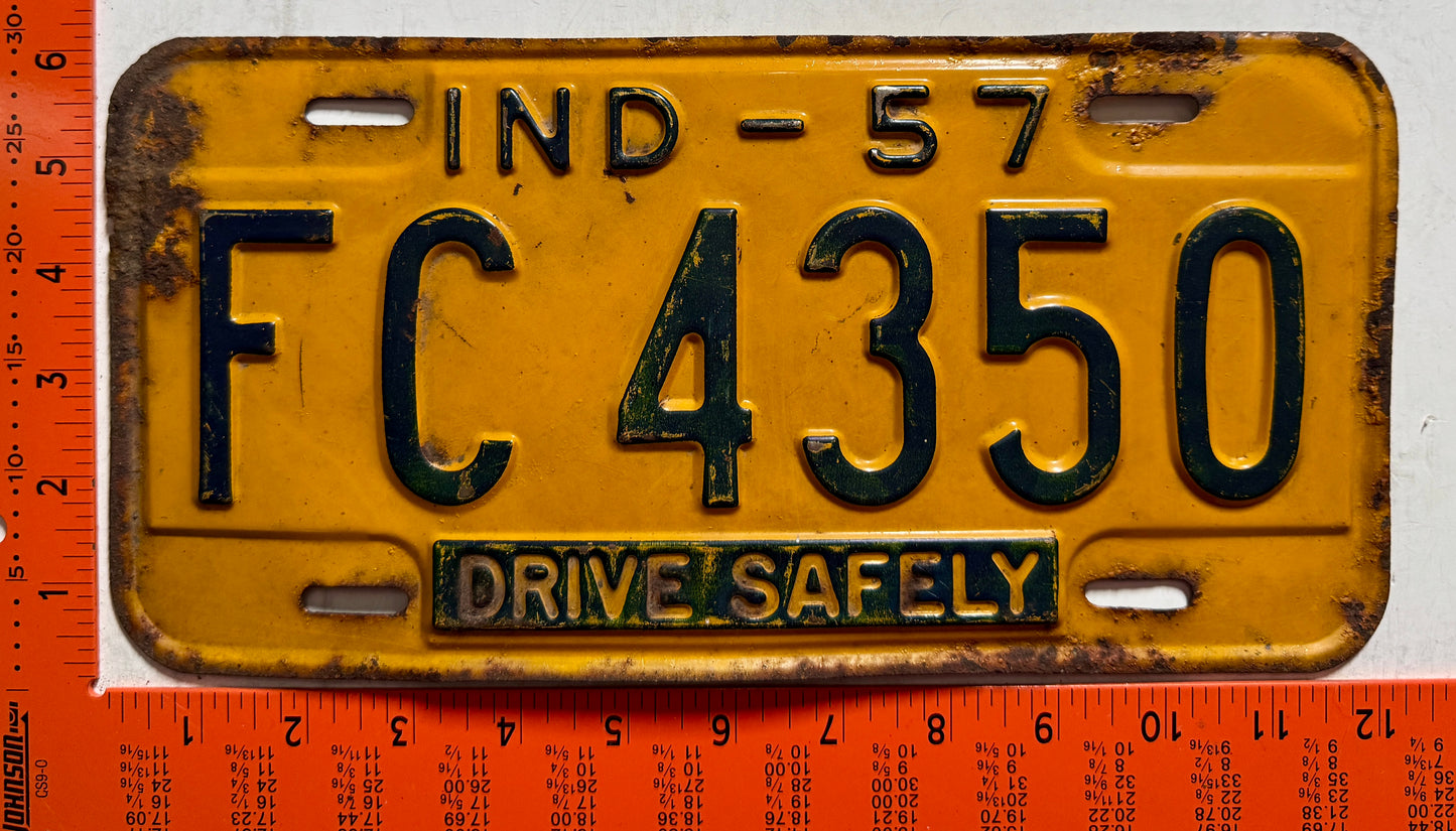 1957 Indiana #FC 4350 Passenger License Plate