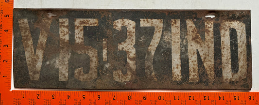 pre-1913 Indiana #V15-37 Passenger License Plate (Prestate)