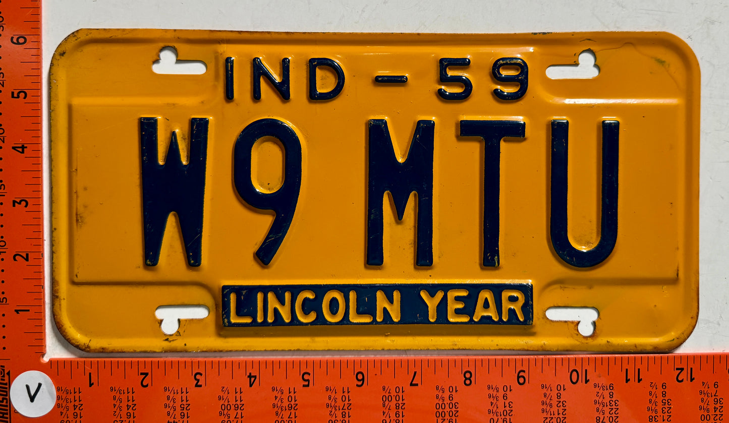 1959 Indiana #W9 MTU Amateur Radio License Plate