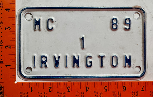 1989 Irvington, Virginia #1 Motorcycle License Plate