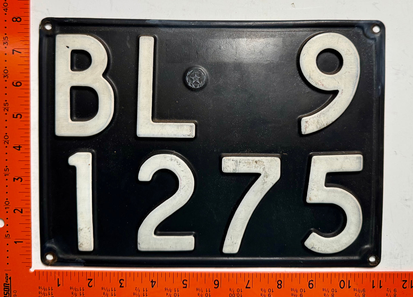 1970s Italy #BL 9/1275 Passenger License Plate