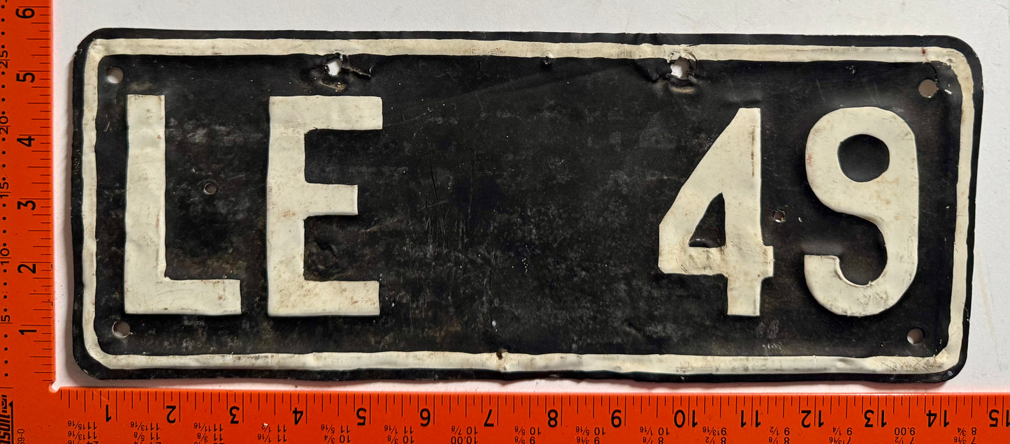 pre-1973 Jamaica #LE 49 Passenger License Plate