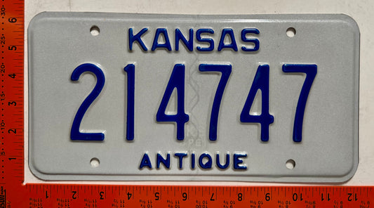 undated Kansas #214747 Antique License Plate