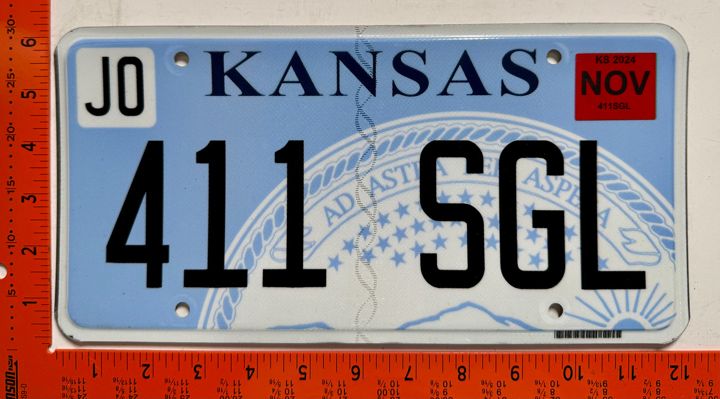 2024 Kansas #411 SGL Passenger License Plate