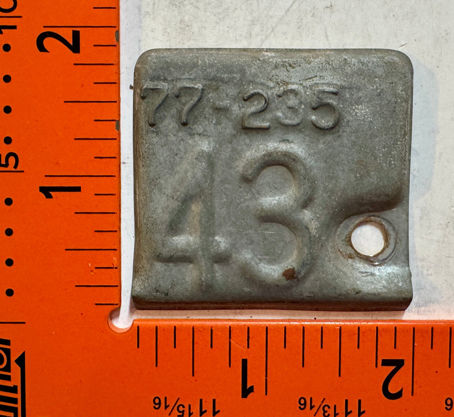 1943 Kansas #77-235 Passenger License Plate Date Tab