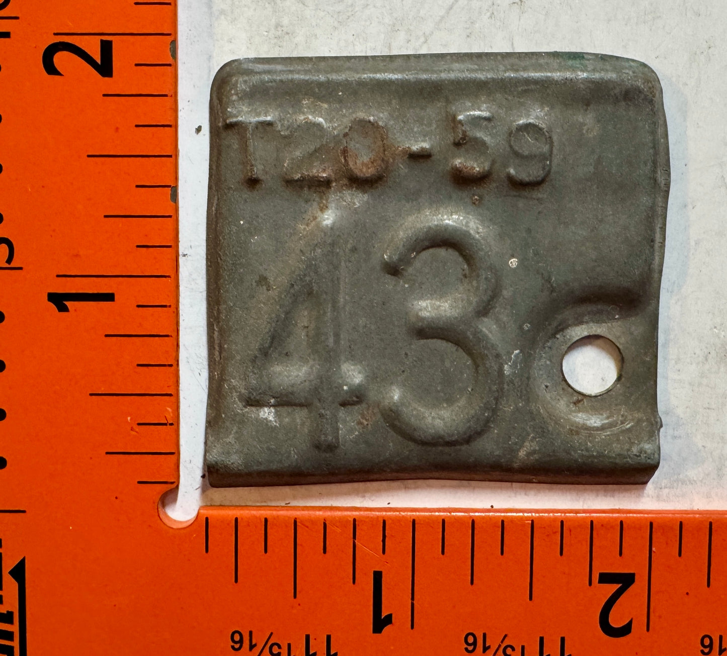 1943 Kansas #T20-59 Truck License Plate Date Tab