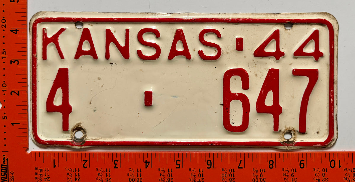 1944 Kansas #4-647 Passenger License Plate